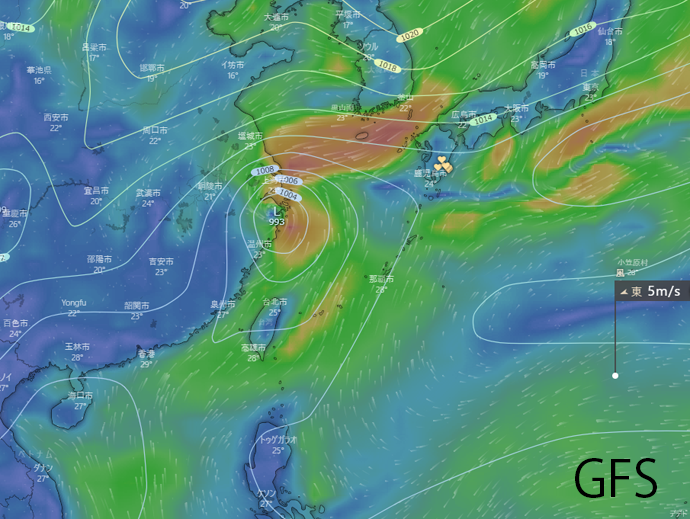 windyでの９月１０日予想（GFS)